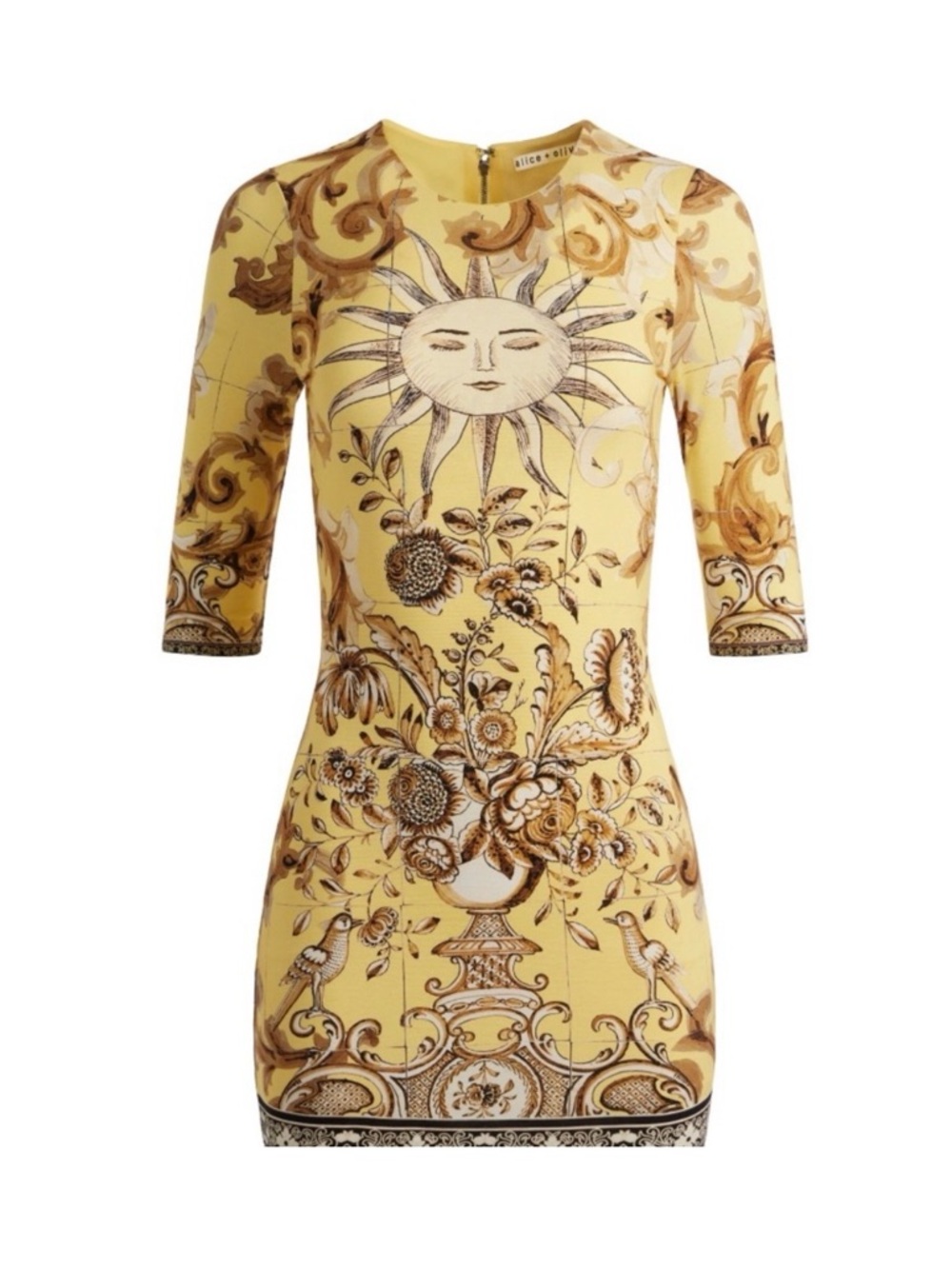 Alice + Olivia Delora Dress Size 4 Yellow Sun Print Mini - Picture 5 of 6